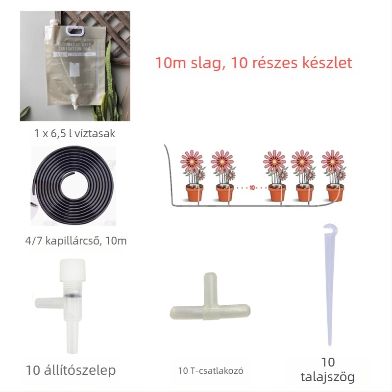 6.5 L szifon öntöző zacskó — automata csepegtető öntözés virágokhoz és fákhoz, kertészeti gondozás
