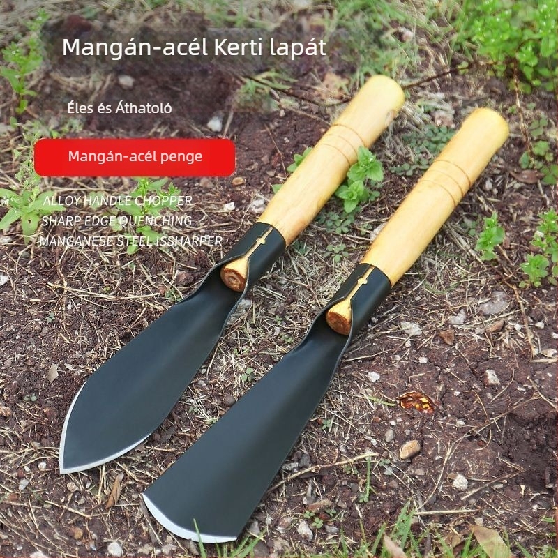 Mangán acélból készült kerti lapát virágültetéshez és talaj ásásához, kerti eszköz