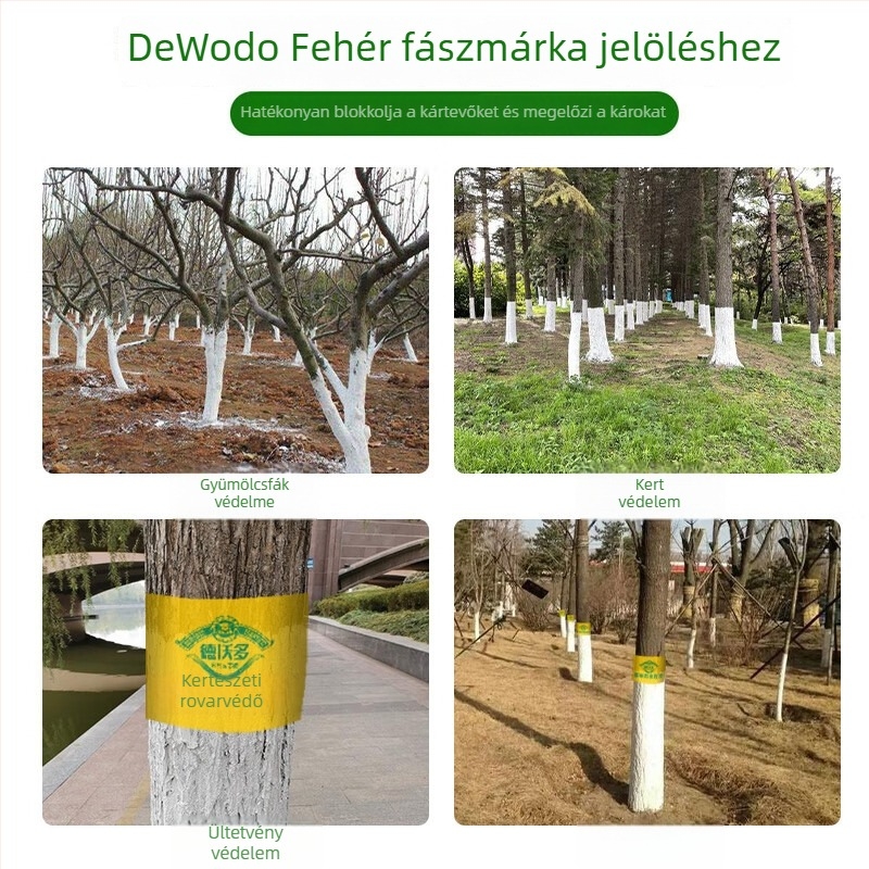 Rovarriasztó szalag fákhoz és palántákhoz, erdészeti csapda szalag, fehér bevonatú magasságjelölő szalag