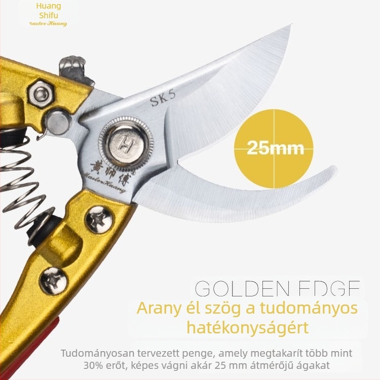 Metszőollók gyümölcsfákhoz, ergonikus kialakítás, amely megkönnyíti a munkát, Master Huang SK5 acél kerti olló