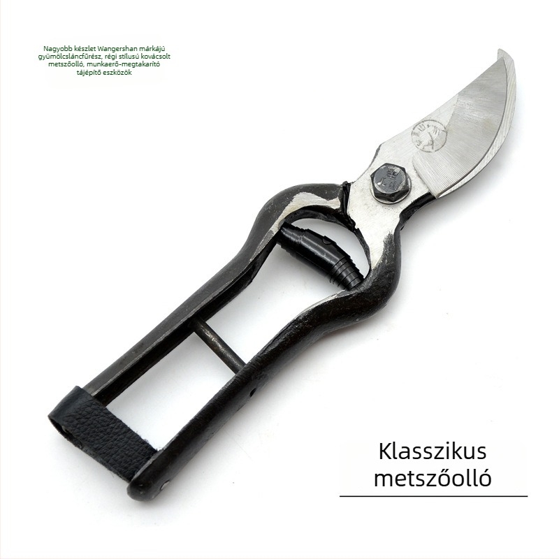 Jiujiumu régi kovácsolt gyümölcság-vágó olló, csőr alakú penge, 65Mn acél, penge hossza 45, tömege 240