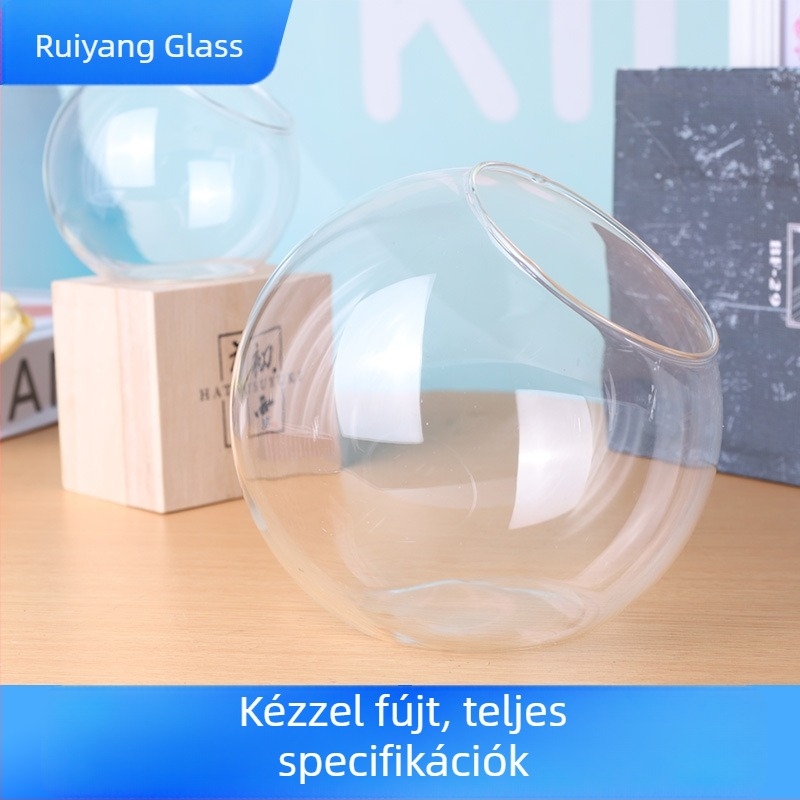Személyre szabható üvegtárgy: mikro táj oldalnyílású gömb a szukkulent hidroponikához, átlátszó üvegből készült dekoráció, ökológiai üveg