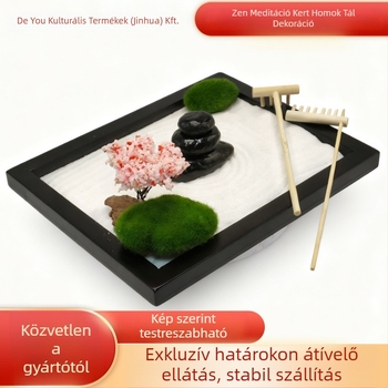 Zén kert homokasztal készlet – Mikro táj, Modern minimalista dísz, Műanyag/gyanta, Sűrűséglemez