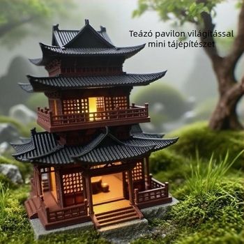 Műanyag, kínai stílusú miniatűr ősi építészet modell akváriumokhoz és bonsai mini tájakhoz, 3D nyomtatással