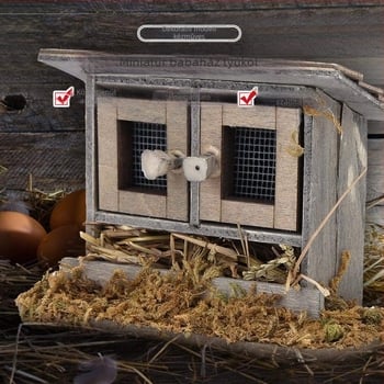 Babaház csirkeól – miniatűr jelenet, dekoráció oktatási célokra