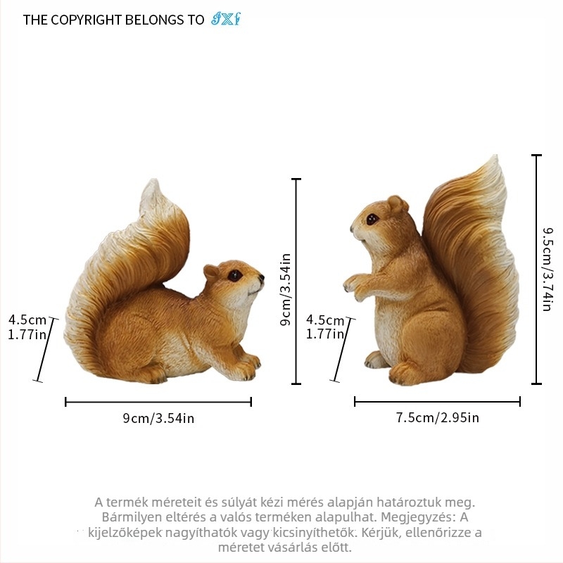 Gyantából készült mini mókus – asztali díszfigura mikro táj Bonsaihoz, rajzfilm-stílusú