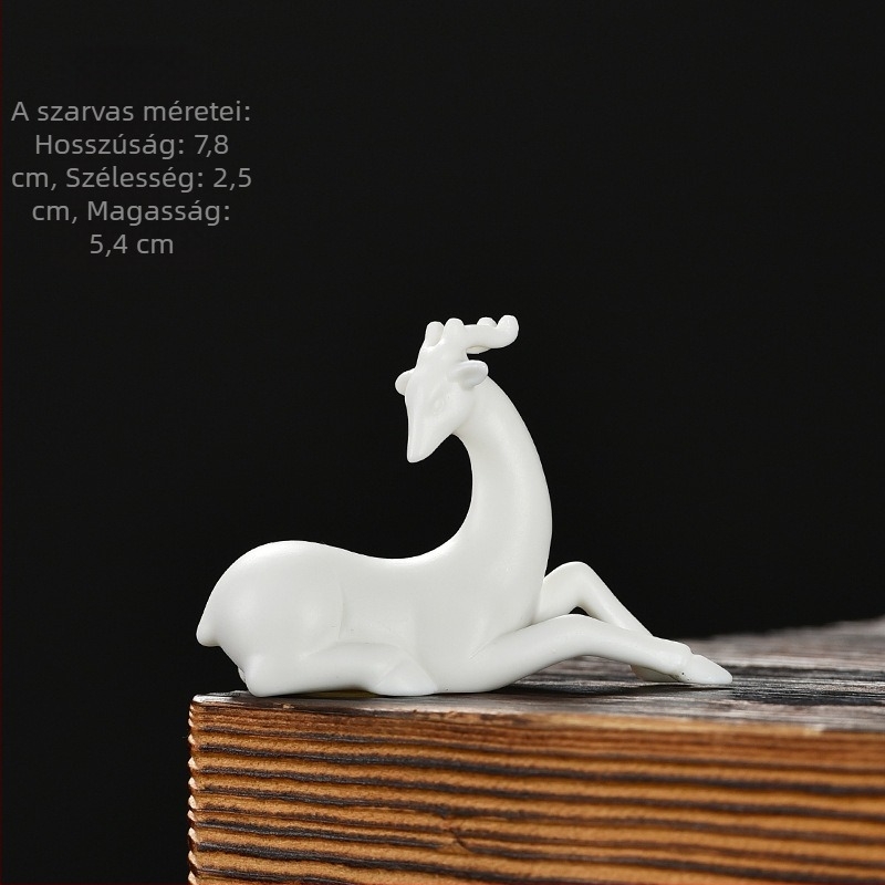 Kerámiából készült mini szarvas figura bonsaj mikrotájhoz, kézzel készített, zen stílusú dekoráció