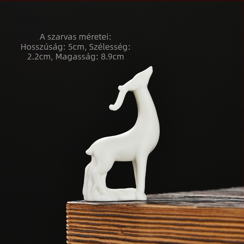 Kerámiából készült mini szarvas figura bonsaj mikrotájhoz, kézzel készített, zen stílusú dekoráció