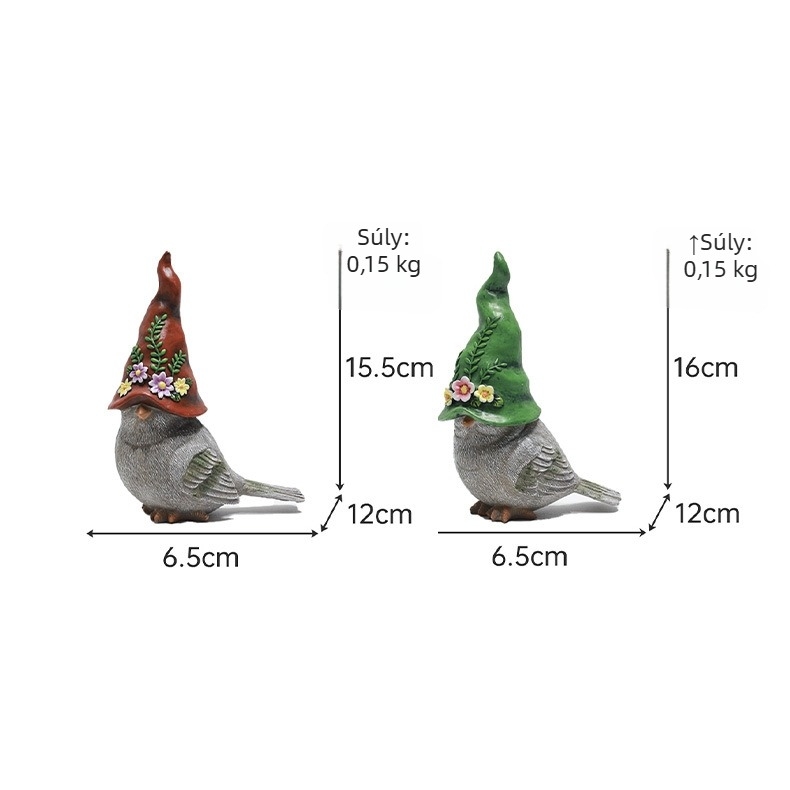 Madár alakú kertdísz gyantából – kültéri udvari dekoráció, gyanta kézműves termék, modern minimalist stílus, Jianhong márka