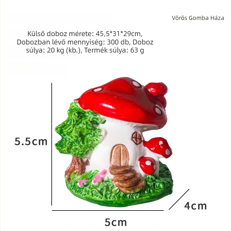 Gomba-ház mikrolandszép dekorációhoz - Rajzfilmszerű PVC figura a Little jiaola-tól, PE zacskóban csomagolva