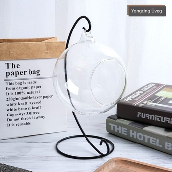 DIY mini táj üveggömb nyitott felső résszel és függő vas kerettel esküvői és otthoni dekorációhoz