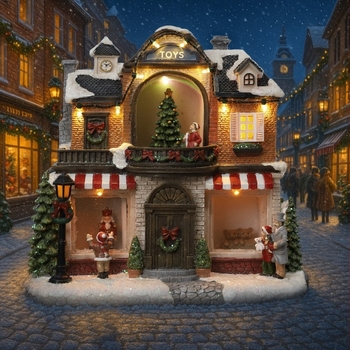 BeWei gyanta karácsonyi mini tájkép ház fénylő lámpával és zenélő haranggal – BV3310006R5