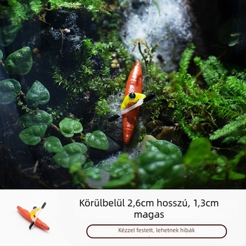 Gyanta kajak figurka – moha mikrotáj dekorációval, modern minimalista stílusú miniatűra (kód 020)