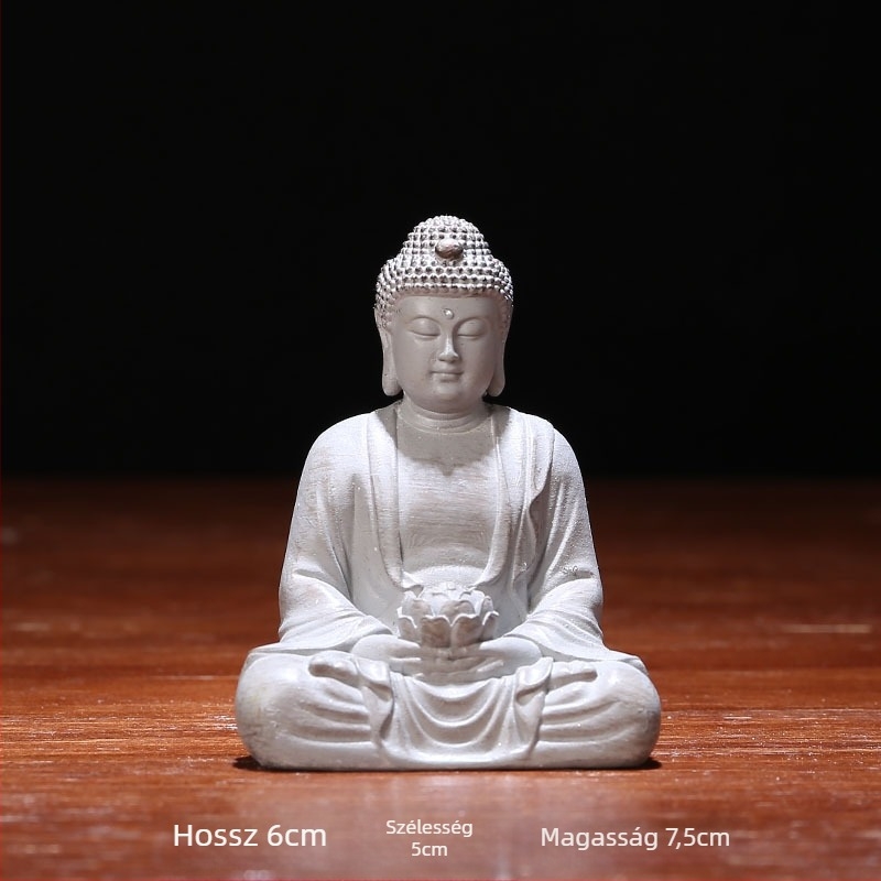 Buddha szobor, asztali dekor, kínai stílus, gyertyatartó, gyanta anyagú