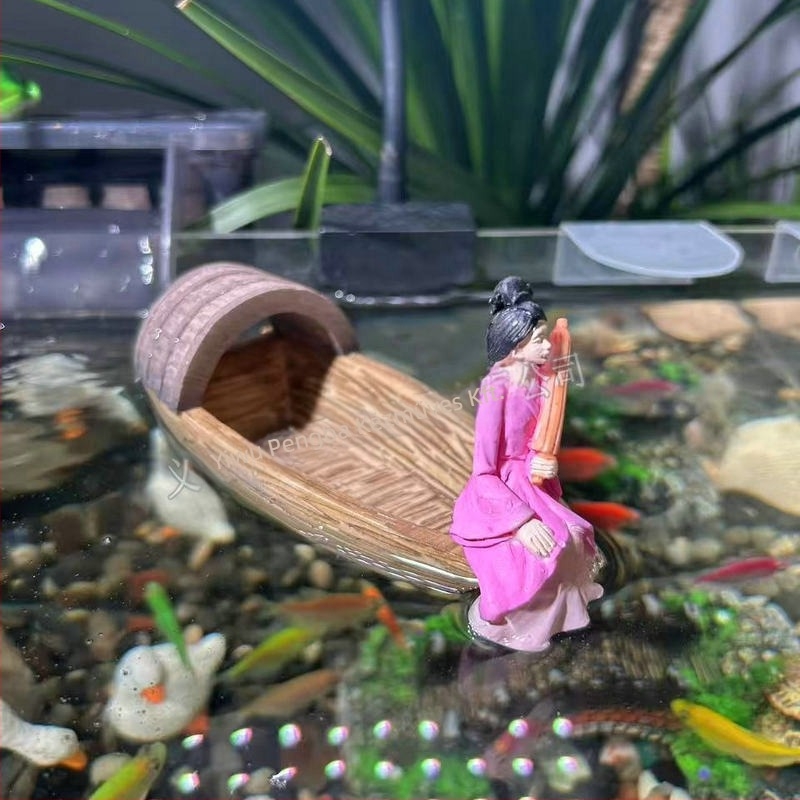 Miniatűr gyanta figura, ősi kínai pasztorális stílusban, mikro táj dekorációhoz