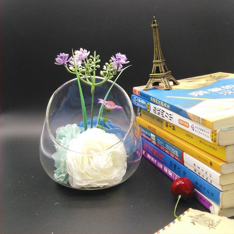 Kézzel készített boroszilikát üvegből készült, ferde szájú mohás mikro-táj üvegpalack