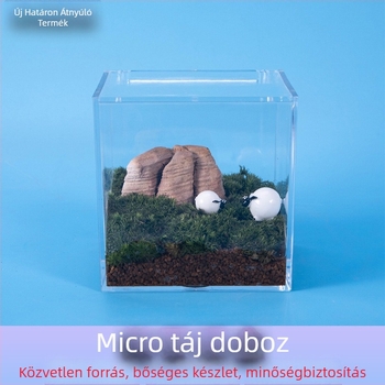 Akrilból készült mohás mikro táj üveg – asztali dekor DIY készlet, ajándékhoz Hi Woof Meow