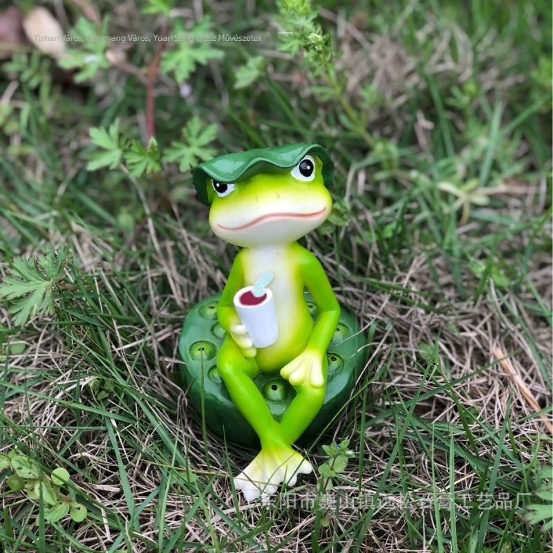 Gyanta béka dísz akváriumhoz és mini tájhoz, pasztorális stílusú otthoni dekoráció, kartoncsomagolás.