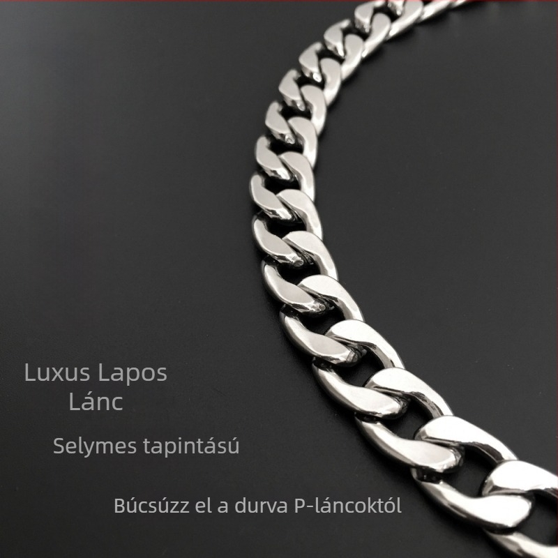 Lu Chong 304 rozsdamentes acélból készült P-láncos kutya nyakörv, sík hegesztés, fényes, szorításmentes, edző nyakörv