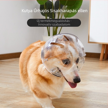 Légáteresztő műanyag kapucni kutyáknak és macskáknak, harapás elleni védelem, kiegészítő a háziállat nyakörvéhez