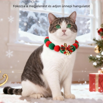 Pet taro plüss nyakörv — színben illeszkedő mintázat, karácsonyi stílus