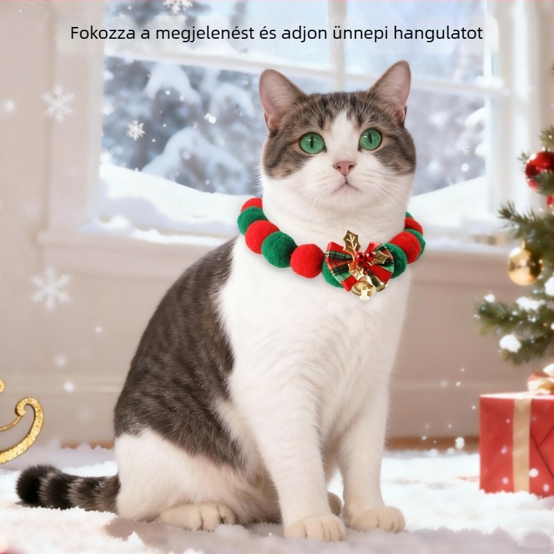 Pet taro plüss nyakörv — színben illeszkedő mintázat, karácsonyi stílus