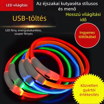 USB-töltésű LED kutyanyakörv – monokróm minta, műanyag, márka Shining