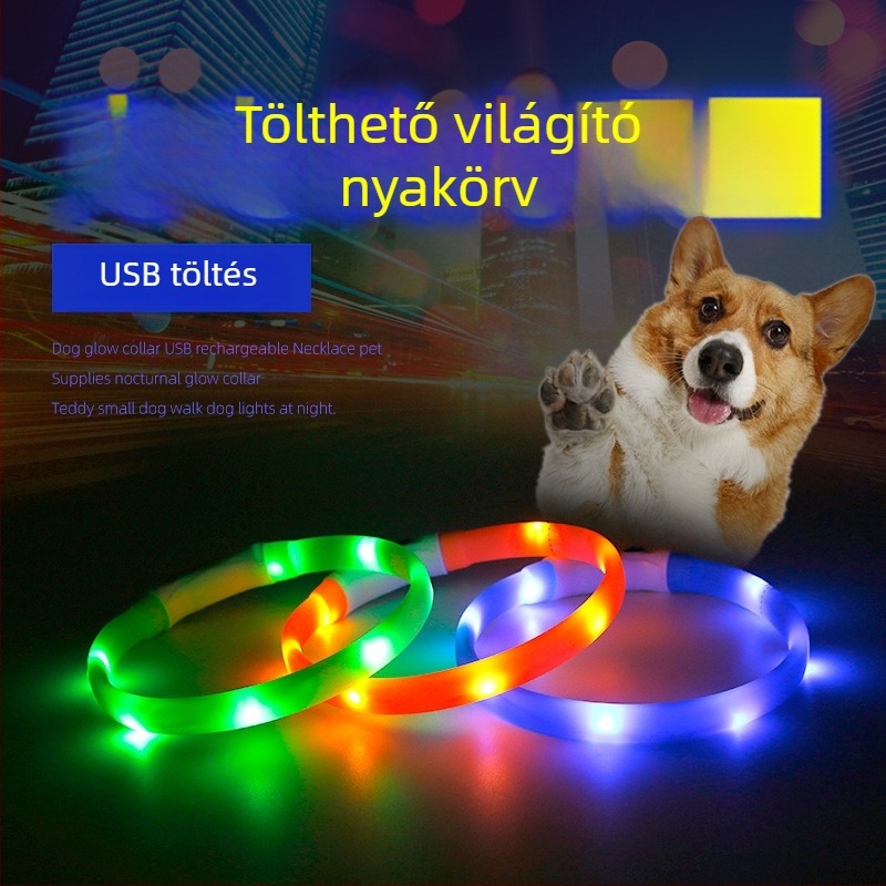 Fénylő kutya nyakörv, Happy Fish márka, anyag: tömlő, univerzális használat, kínai stílus, nem importált.