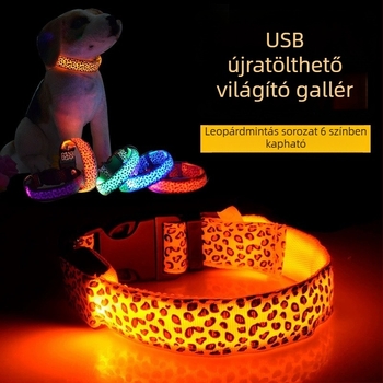 Leopárd mintás LED világító nyakörv