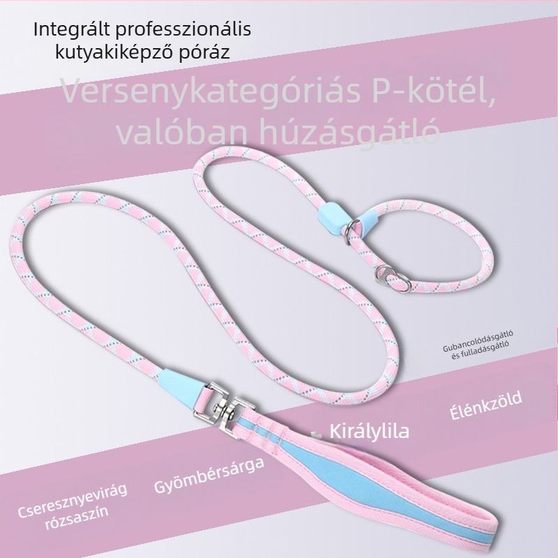 Poliészter kutyakötél – P-Chain Rope edzéshez és sétákhoz, kis, közepes és nagy testű kutyáknak