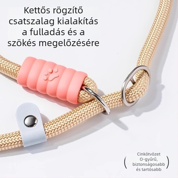Törésbiztos kutyapóráz dupla csatokkal, puha fogantyúval, fényvisszaverő nylonzsinórral, poliészterből, kis-, közepes- és nagytestű kutyák számára