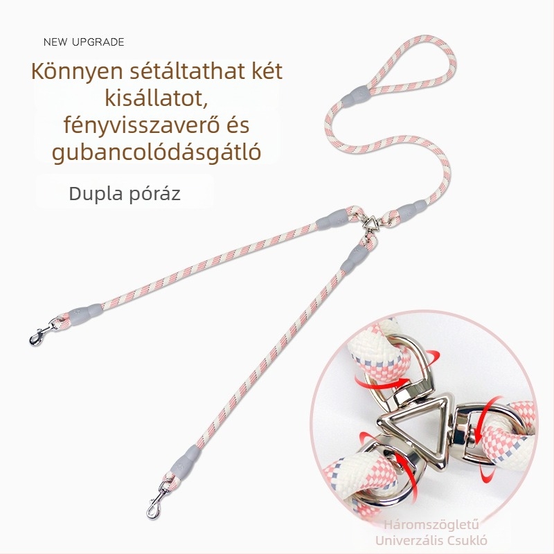 Két kutyának szóló póráz – kis méretű kutyáknak, például Bichon Frisé, Toy Poodle, Corgi