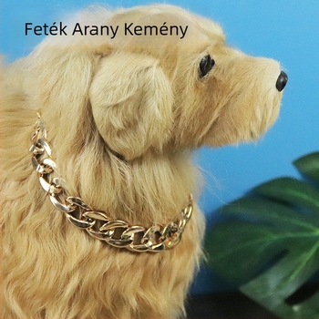 Damai háziállat nyakörv fémlánccal, hip-hop stílus, monoszínű mintázat, általános használatra