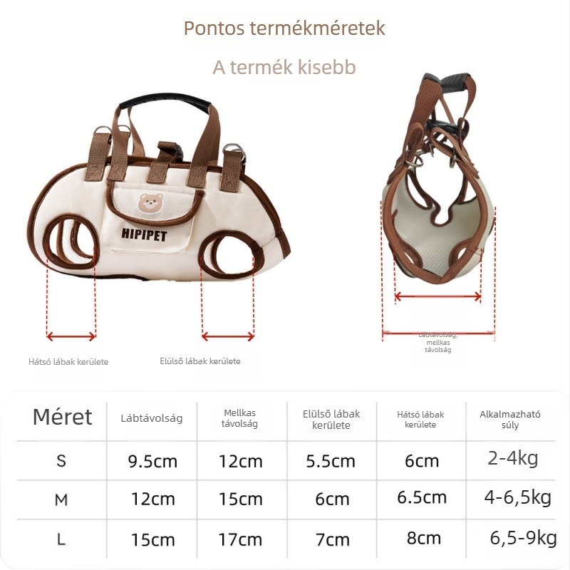 Légáteresztő kutya crossbody hátizsák kézi fogantyúval