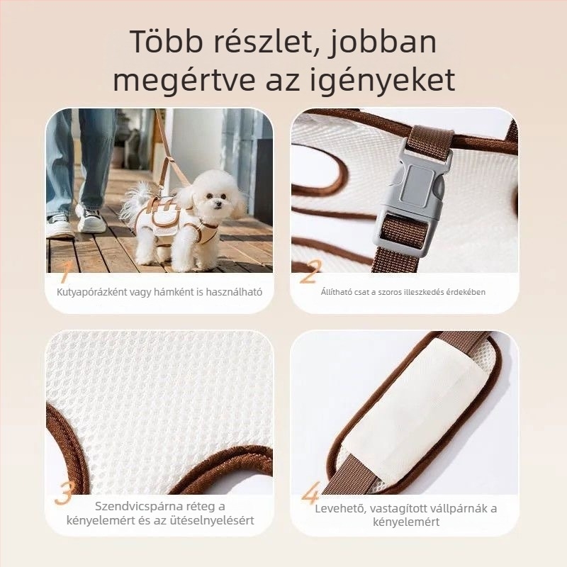 Kis méretű kutya és macska számára hordozható hátizsák keresztpánttal, vállon hordható táska