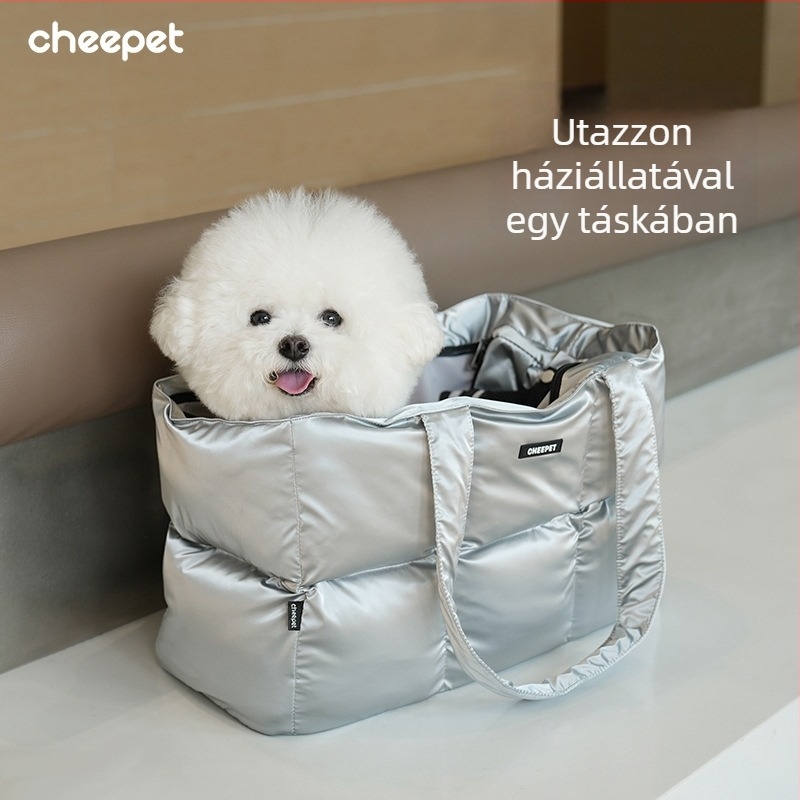 Háziállat-táska — poliészter, négyzet alakú, egyszínű minta, közepes–puha keménység, CheePet
