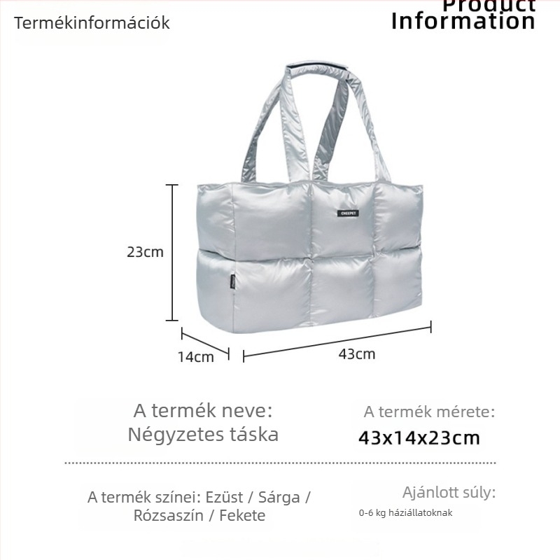 Háziállat-táska — poliészter, négyzet alakú, egyszínű minta, közepes–puha keménység, CheePet