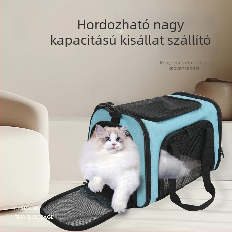 Légáteresztő macska hátizsák, összehajtható, hordozható kisállat, kapacitás 1500
