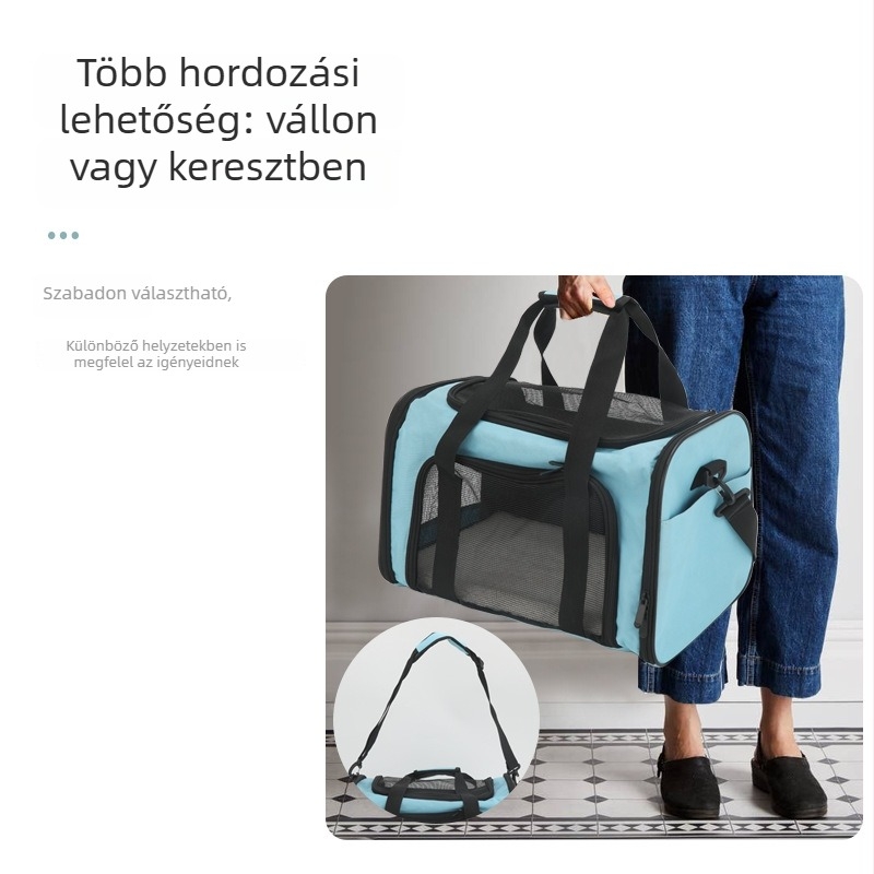 Légáteresztő macska hátizsák, összehajtható, hordozható kisállat, kapacitás 1500