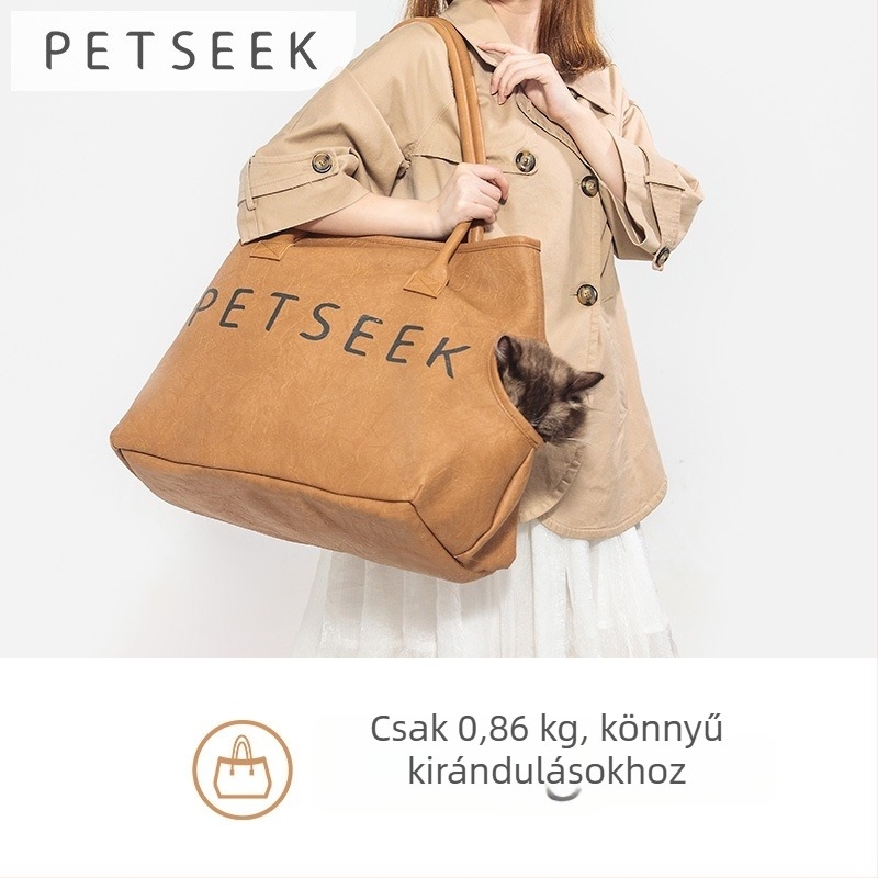 Bőr macska- és kis kutya táska — hordozható crossbody táska, lélegző