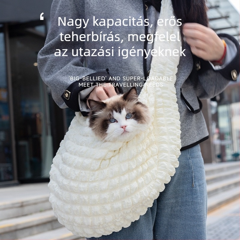 Macska- és háziállat-táska, Seersucker anyag, puha felület, egyszínű mintázat (Anyag: Seersucker; Mintázat: Solid; Keménység: Soft)