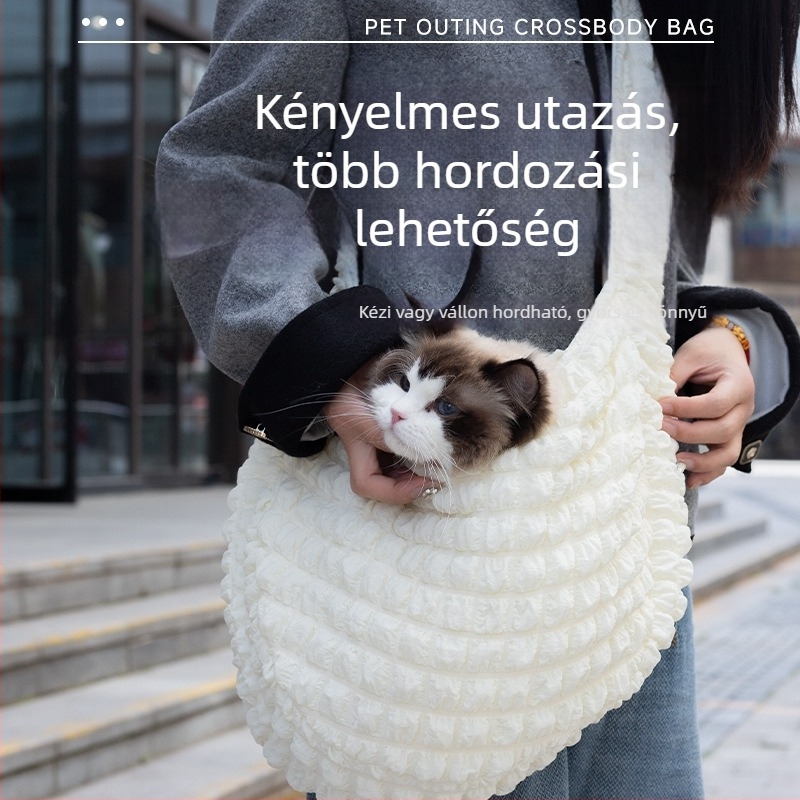 Macska- és háziállat-táska, Seersucker anyag, puha felület, egyszínű mintázat (Anyag: Seersucker; Mintázat: Solid; Keménység: Soft)
