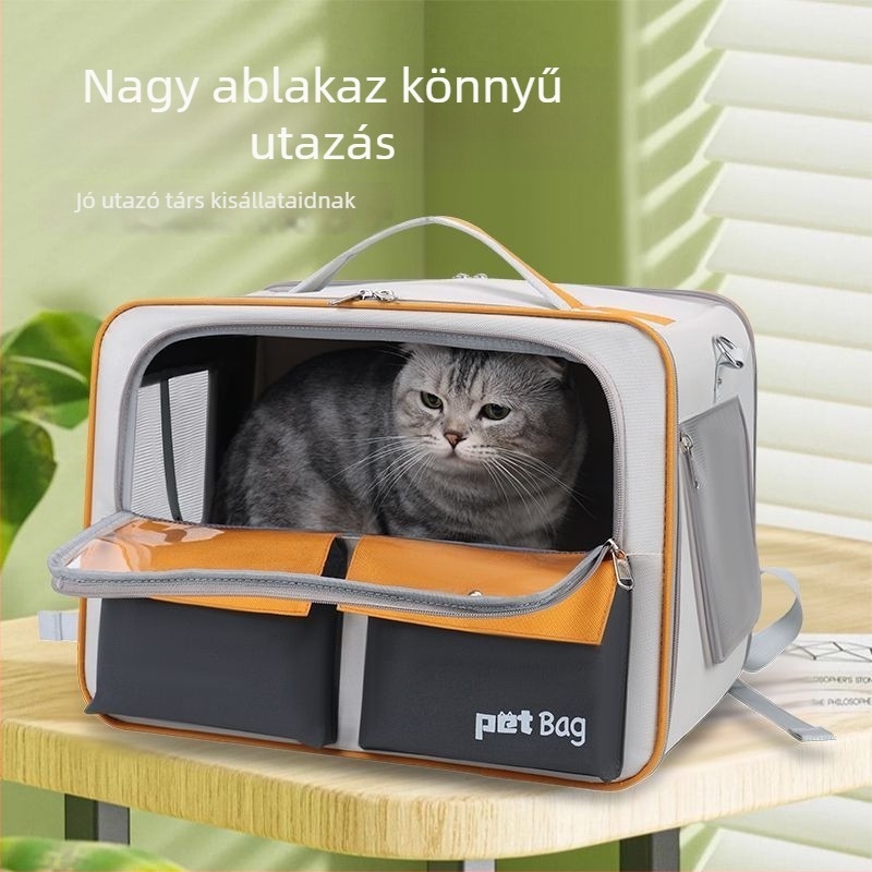 Textil anyagból készült kisállat hátizsák – hordozható, lélegző, összecsukható, nagy kapacitás.