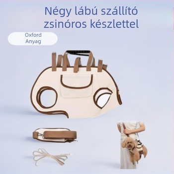 Oxford anyagú háziállat szállítótáska – egyszínű dizájn, közepesen kemény és lágy között, crossbody használatra, háromrészes készlet