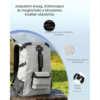 Kutyaszállító hátizsák utazáshoz, légáteresztő Oxford anyagból, kapacitás 1, egyszínű kivitel