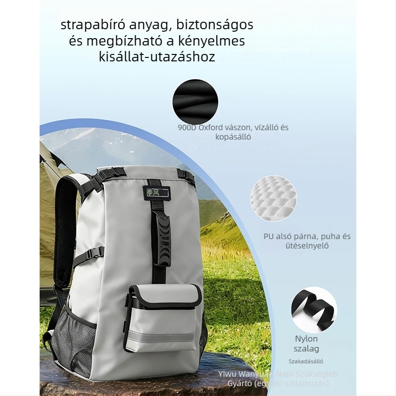 Kutyaszállító hátizsák utazáshoz, légáteresztő Oxford anyagból, kapacitás 1, egyszínű kivitel