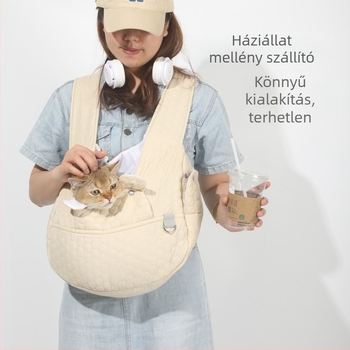 Macska- és kutyabarát hátizsák — hordozható utazási táska, mellkasi pánttal, poliészter anyag