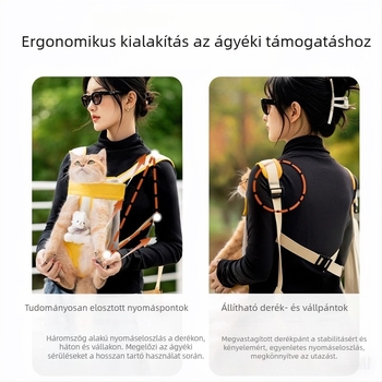 Mellkas-stílusú hordozó hátizsák macskáknak és kistestű, közepes méretű kutyáknak
