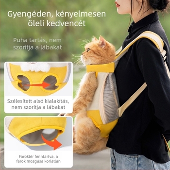 Mellkas-stílusú hordozó hátizsák macskáknak és kistestű, közepes méretű kutyáknak