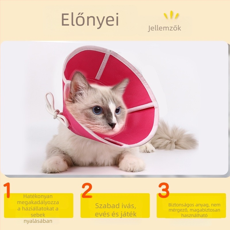 Többfunkciós macskanyakörv sterilizálás utáni, nyalogzás elleni fejvédő, Elizabeth Collar
